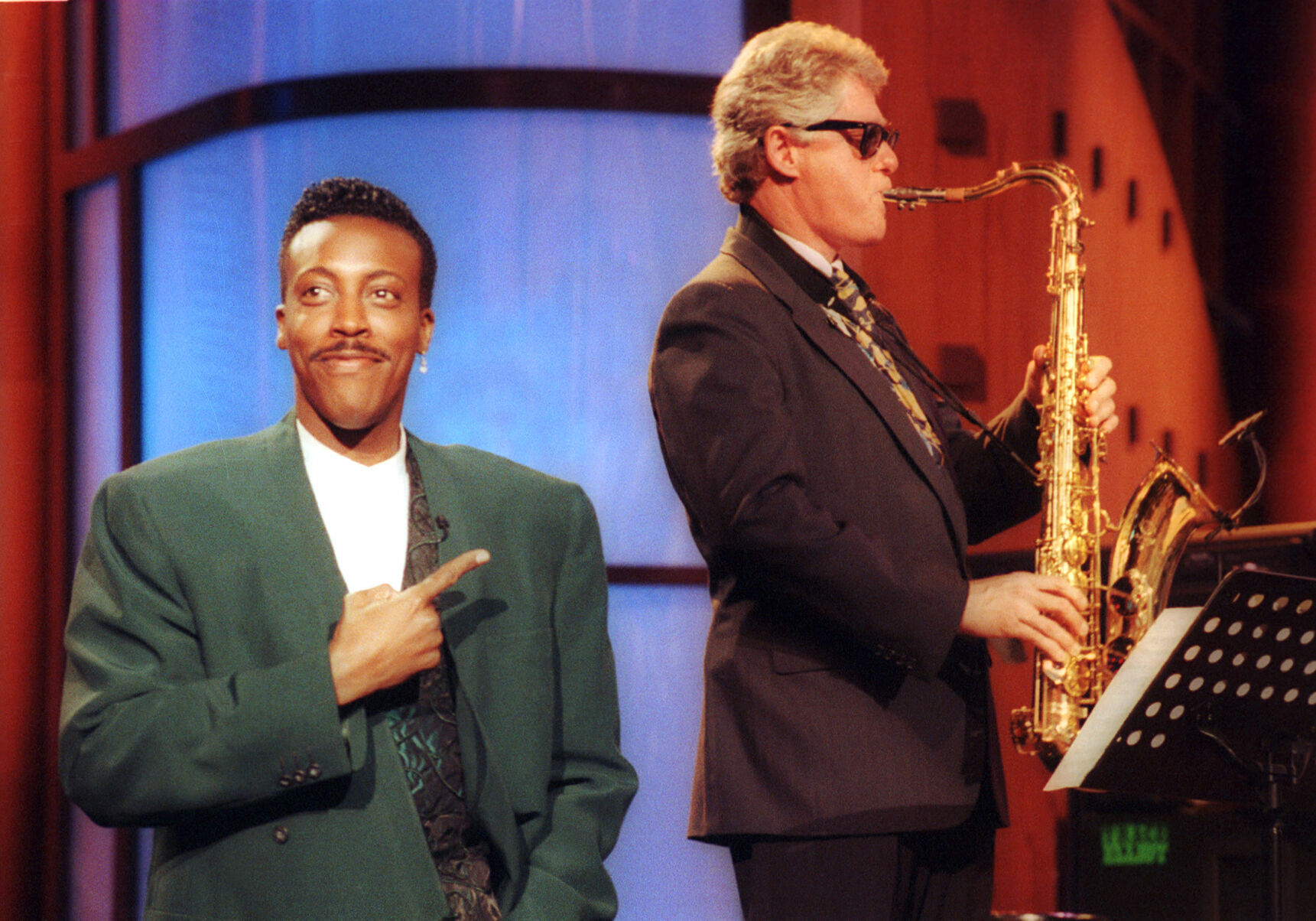 1992: Plays saxophone on "The Arsenio Hall Show"